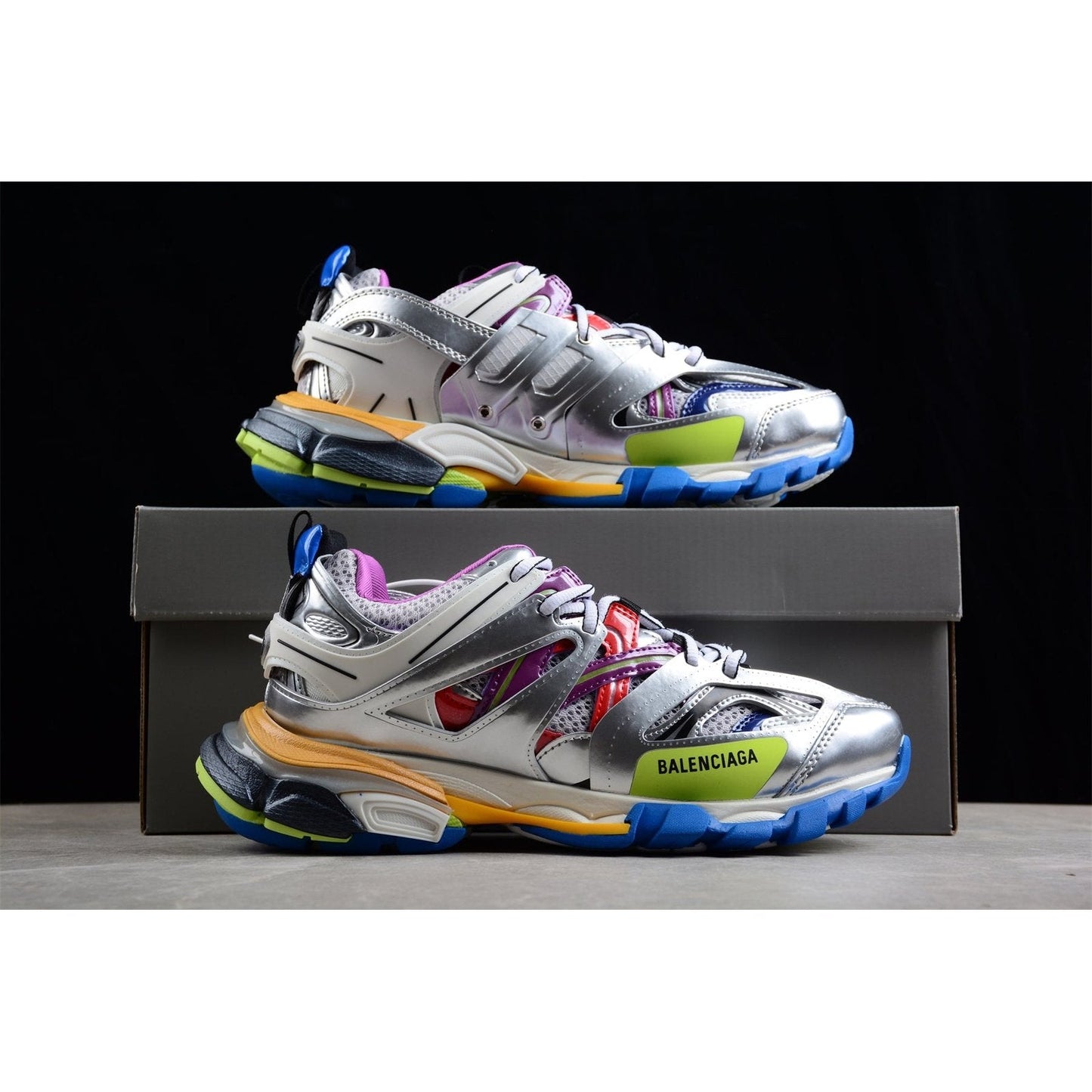 BALENCIAGA TRACK 3.0 x LEATHER FREE WHITE SILVER MULTI