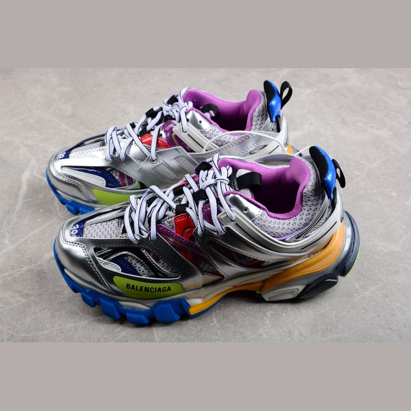 BALENCIAGA TRACK 3.0 x LEATHER FREE WHITE SILVER MULTI