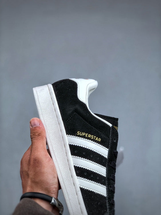 Adidas Superstar – Black Suede & White Stripes