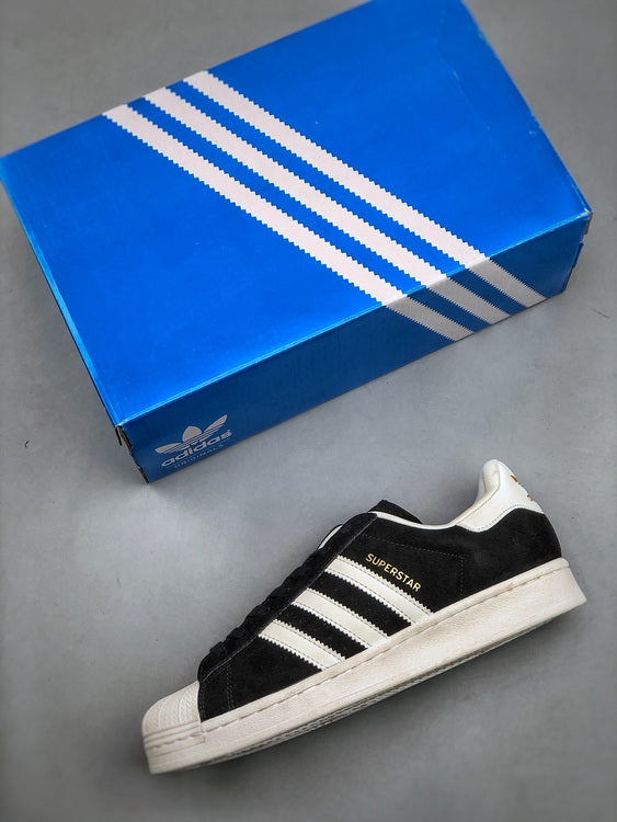 Adidas Superstar – Black Suede & White Stripes